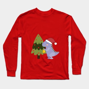 Dino and Christmas tree Long Sleeve T-Shirt